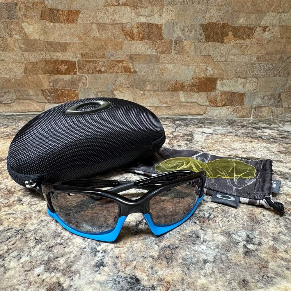 Oakley Split Jacket Black / Blue Black Iridium Po… - image 1